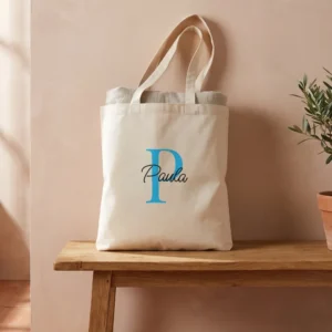 Bolsa de tela personalizada con inicial y nombre