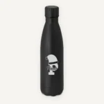 Botella de acero de Navidad con inicial, gorro de Papá Noel y nombre