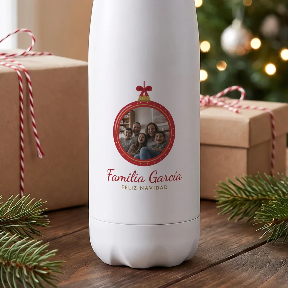 Botella de Navidad con foto «Bola de Navidad»
