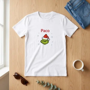 Camiseta de Navidad con el Grinch y nombre, a juego en familia