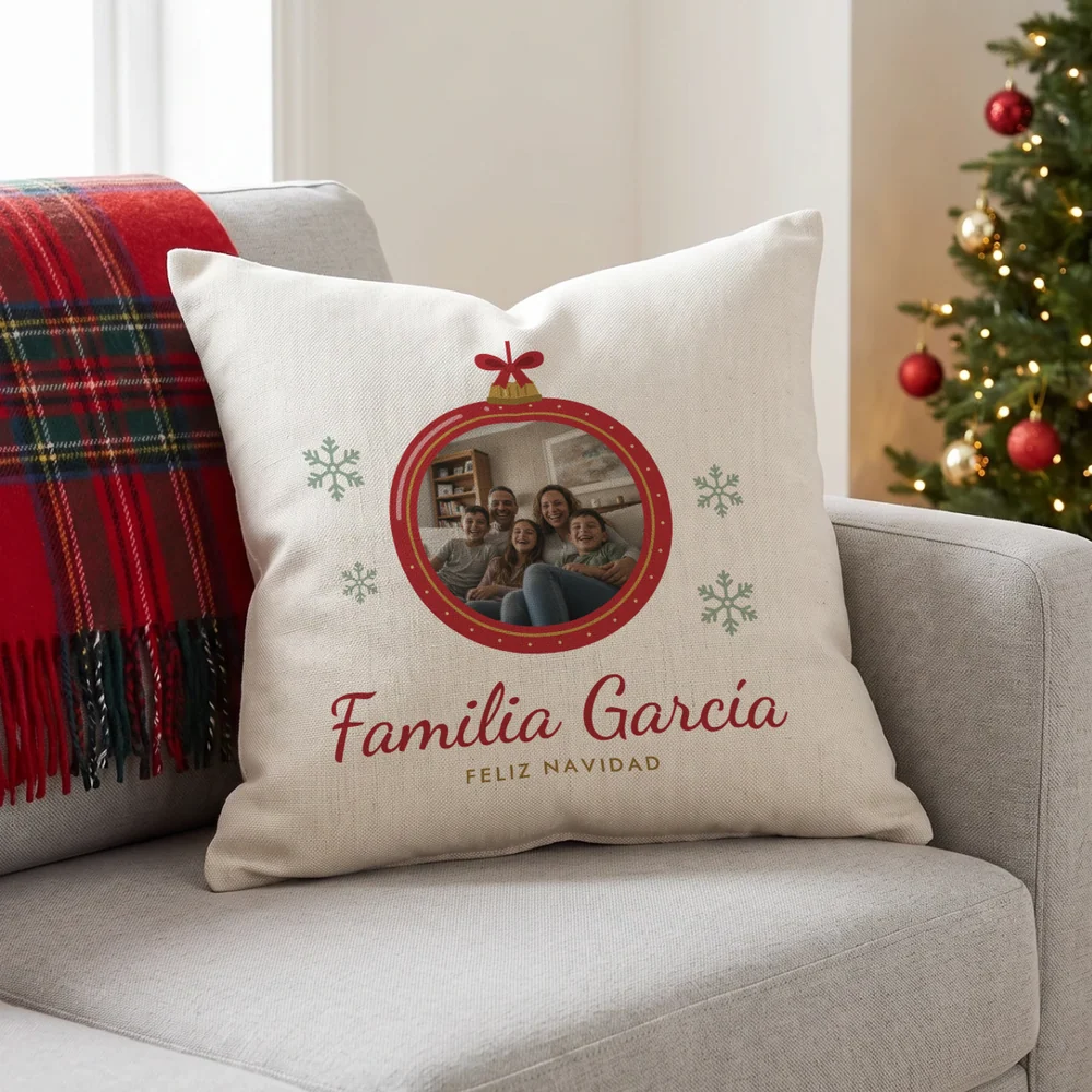 Cojín de Navidad con foto «Bola de Navidad»