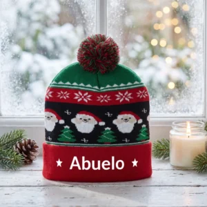 Gorro de punto navideño de Papá Noel con nombre