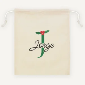 Saco de Navidad personalizado con inicial y nombre