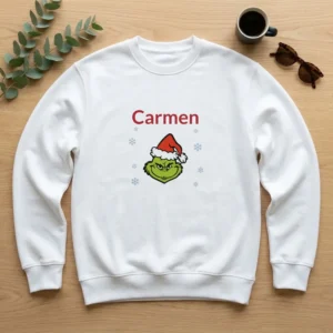 Sudadera de Navidad con el Grinch y nombre, a juego en familia